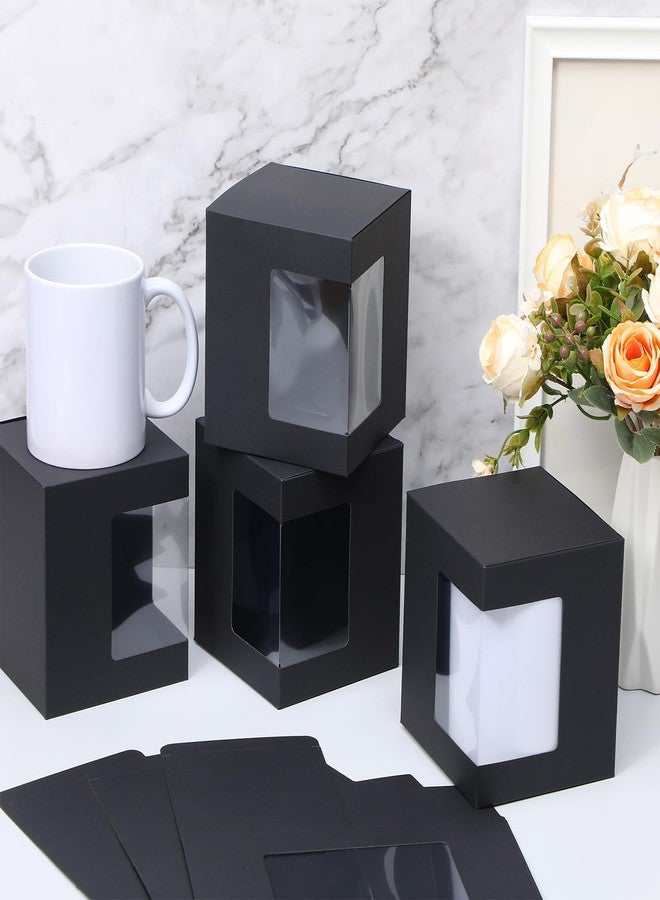 Harloon 72 Pcs Mug Boxes for Gift Coffee Mug Box Transparent Packaging Box for Blanks Sublimation 11oz, 12oz, 15oz Ceramic Blank Coffee Mugs Cups Gift Wrapping(Black) - Image 2